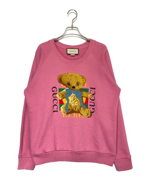 GUCCI（グッチ）GUCCI (グッチ) テディベアパッチスウェット ピンク サイズ:XSの古着・服飾アイテム