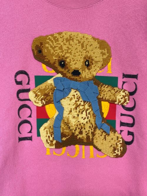 GUCCI（グッチ）GUCCI (グッチ) テディベアパッチスウェット ピンク サイズ:XSの古着・服飾アイテム