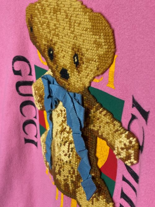 GUCCI（グッチ）GUCCI (グッチ) テディベアパッチスウェット ピンク サイズ:XSの古着・服飾アイテム