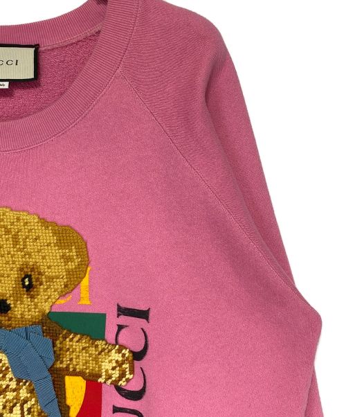 GUCCI（グッチ）GUCCI (グッチ) テディベアパッチスウェット ピンク サイズ:XSの古着・服飾アイテム