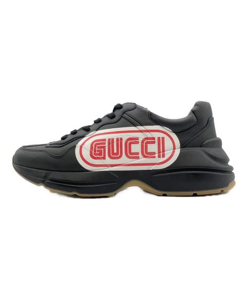 GUCCI（グッチ）GUCCI (グッチ) ライトンレザースニーカー ブラック サイズ:6 1/2の古着・服飾アイテム
