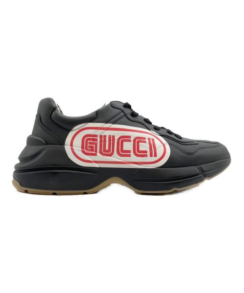 GUCCI（グッチ）GUCCI (グッチ) ライトンレザースニーカー ブラック サイズ:6 1/2の古着・服飾アイテム