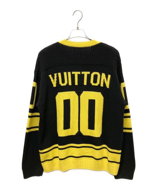 LOUIS VUITTON（ルイ ヴィトン）LOUIS VUITTON (ルイ ヴィトン) LVインタルシアフットボールニットトレーナー セーター ブラック×イエロー サイズ:Mの古着・服飾アイテム