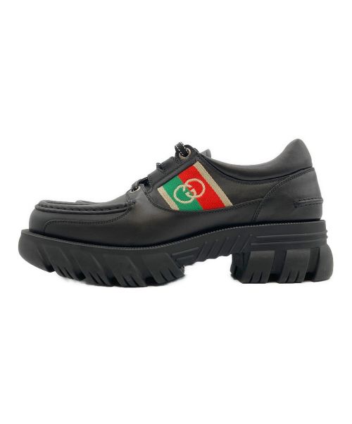 GUCCI（グッチ）GUCCI (グッチ) インターロッキキングＧ レザースニーカー ブラック サイズ:7 1/2の古着・服飾アイテム