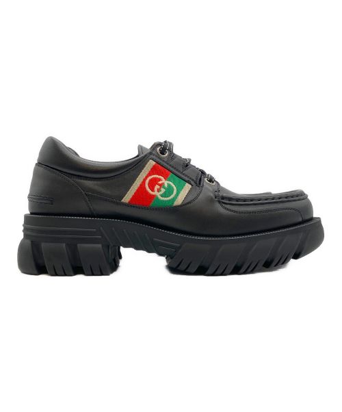 GUCCI（グッチ）GUCCI (グッチ) インターロッキキングＧ レザースニーカー ブラック サイズ:7 1/2の古着・服飾アイテム
