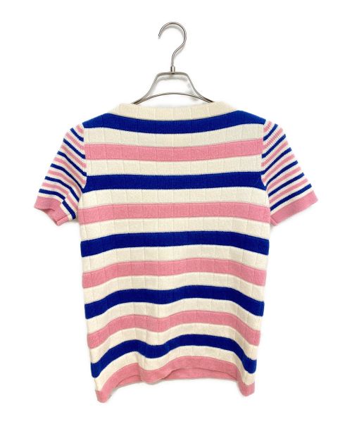 CHANEL（シャネル）CHANEL (シャネル) ボートネックボーダー半袖ニット アイボリー×ピンク サイズ:36の古着・服飾アイテム