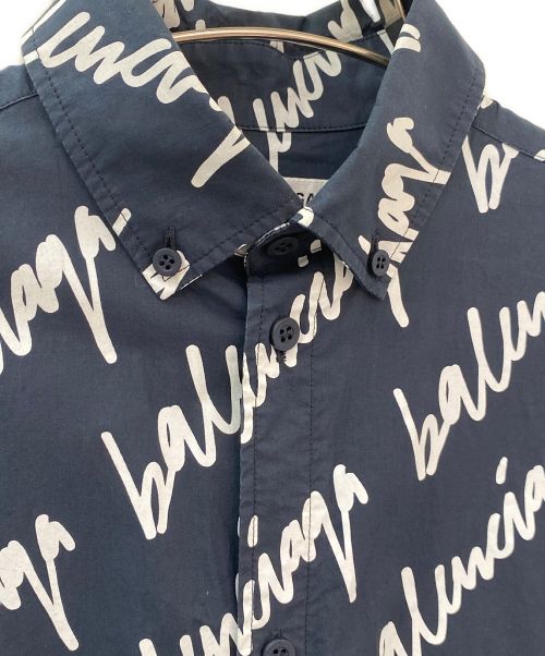 BALENCIAGA（バレンシアガ）BALENCIAGA (バレンシアガ) モノグラムシャツワンピース ネイビー サイズ:32の古着・服飾アイテム