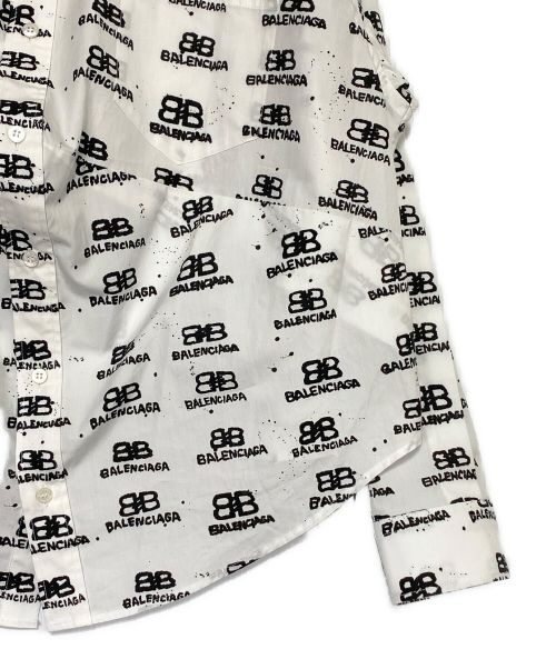 BALENCIAGA（バレンシアガ）BALENCIAGA (バレンシアガ) 総柄シャツ ホワイト×ブラック サイズ:34の古着・服飾アイテム