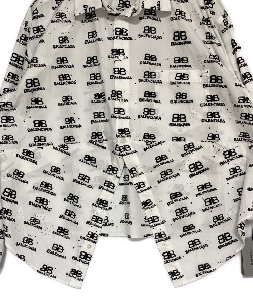 BALENCIAGA（バレンシアガ）BALENCIAGA (バレンシアガ) 総柄シャツ ホワイト×ブラック サイズ:34の古着・服飾アイテム