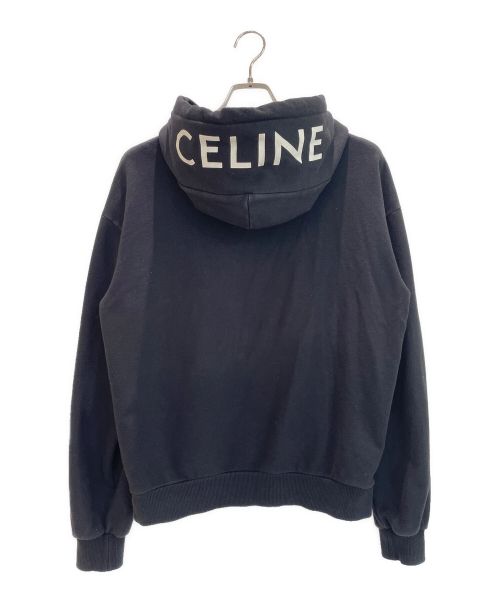 CELINE（セリーヌ）CELINE (セリーヌ) ルーズ ロゴ フーディ ジップアップ フーディ ブラック サイズ:‐の古着・服飾アイテム
