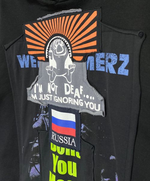 VETEMENTS（ヴェトモン）VETEMENTS (ヴェトモン) パッチプリントパーカー ブラック サイズ:Lの古着・服飾アイテム