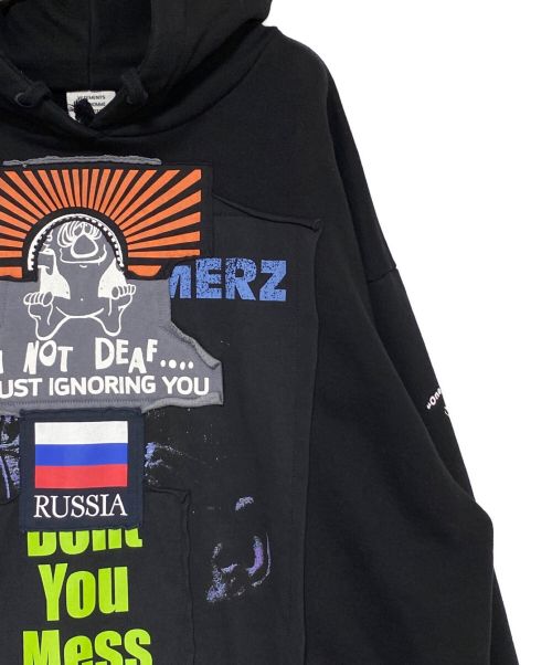 VETEMENTS（ヴェトモン）VETEMENTS (ヴェトモン) パッチプリントパーカー ブラック サイズ:Lの古着・服飾アイテム