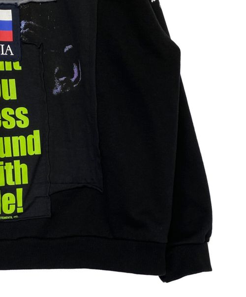 VETEMENTS（ヴェトモン）VETEMENTS (ヴェトモン) パッチプリントパーカー ブラック サイズ:Lの古着・服飾アイテム