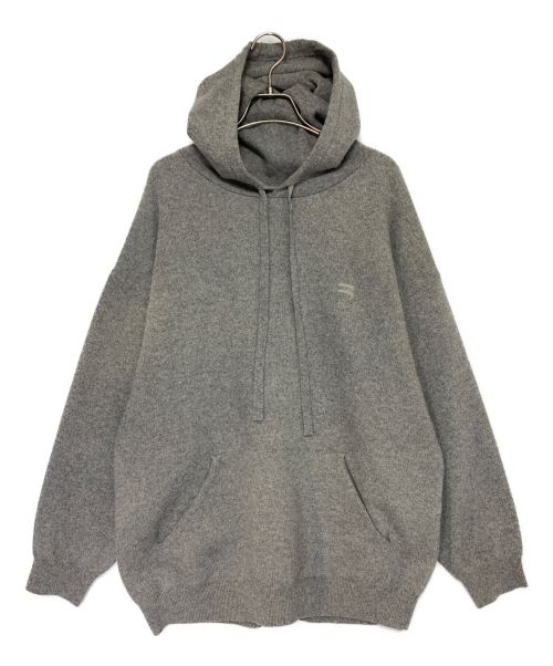 BALENCIAGA（バレンシアガ）BALENCIAGA (バレンシアガ) porty B スポーティBロゴ刺繍 カシミヤ混オーバーサイズドローストリングプルオーバーパーカー グレー サイズ:Lの古着・服飾アイテム