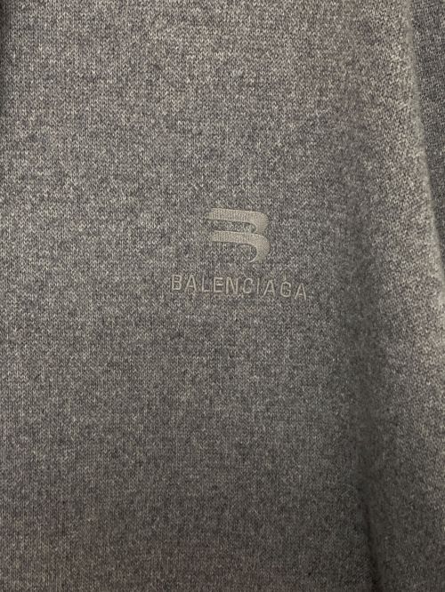 BALENCIAGA（バレンシアガ）BALENCIAGA (バレンシアガ) porty B スポーティBロゴ刺繍 カシミヤ混オーバーサイズドローストリングプルオーバーパーカー グレー サイズ:Lの古着・服飾アイテム