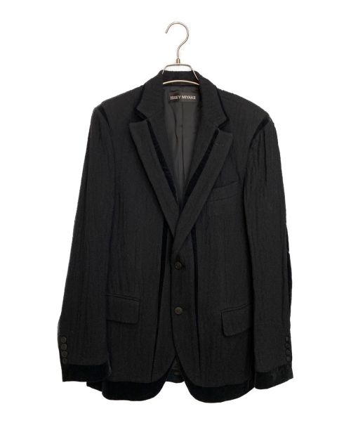 ISSEY MIYAKE（イッセイミヤケ）ISSEY MIYAKE (イッセイミヤケ) ベロアパイピングテーラードジャケット/06AW/Archive ブラック サイズ:2の古着・服飾アイテム