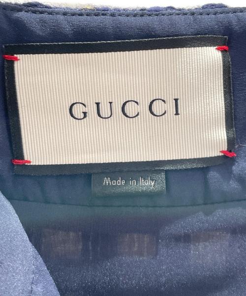 GUCCI（グッチ）GUCCI (グッチ) GGニットチェックスカート ネイビー×グリーン サイズ:40の古着・服飾アイテム