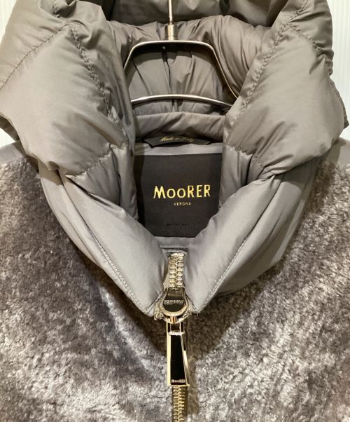 MOORER（ムーレー）MOORER (ムーレー) Mouton Switching Down Coat（ムートンスイッチングダウンコート） グレー サイズ:40の古着・服飾アイテム
