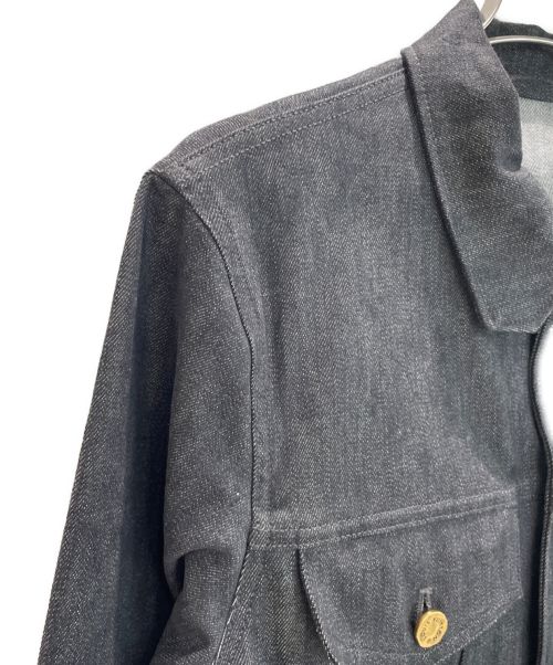 LOUIS VUITTON（ルイ ヴィトン）LOUIS VUITTON (ルイ ヴィトン) ステープルライン シャドーモノグラム ストレッチ コットンデニムジャケット ブラック サイズ:48の古着・服飾アイテム