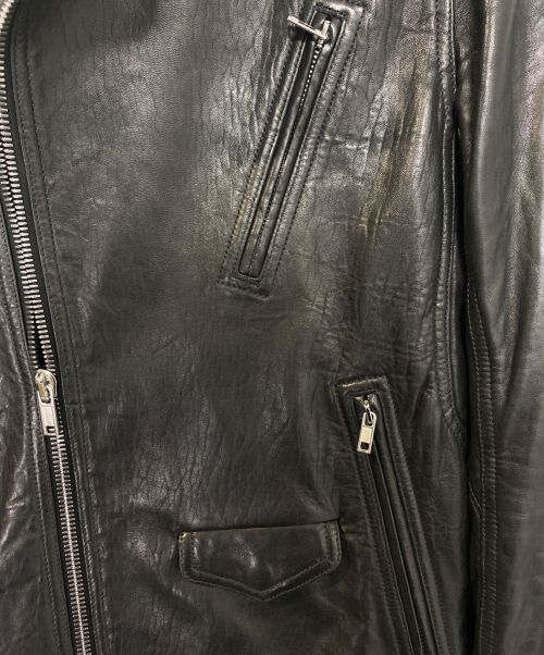 RICK OWENS（リックオウエンス）RICK OWENS (リック オウエンス) Stooges Leather Biker Jacket ブラック サイズ:48の古着・服飾アイテム