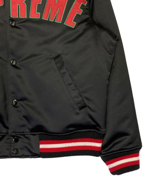 SUPREME（シュプリーム）SUPREME (シュプリーム) MITCHELL & NESS (ミッチェルアンドネス) Satin Varsity Jacket ブラック×レッド サイズ:Sの古着・服飾アイテム