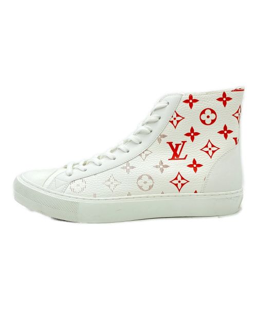 LOUIS VUITTON（ルイ ヴィトン）LOUIS VUITTON (ルイ ヴィトン) タトゥーラインハイカットスニーカー ホワイト×レッド サイズ:7の古着・服飾アイテム