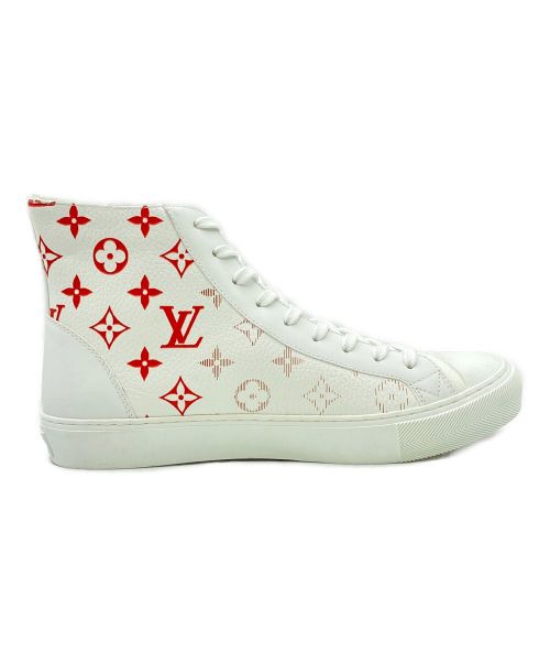 LOUIS VUITTON（ルイ ヴィトン）LOUIS VUITTON (ルイ ヴィトン) タトゥーラインハイカットスニーカー ホワイト×レッド サイズ:7の古着・服飾アイテム