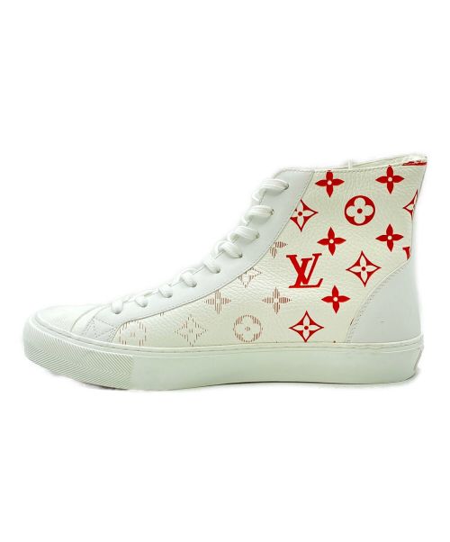 LOUIS VUITTON（ルイ ヴィトン）LOUIS VUITTON (ルイ ヴィトン) タトゥーラインハイカットスニーカー ホワイト×レッド サイズ:7の古着・服飾アイテム