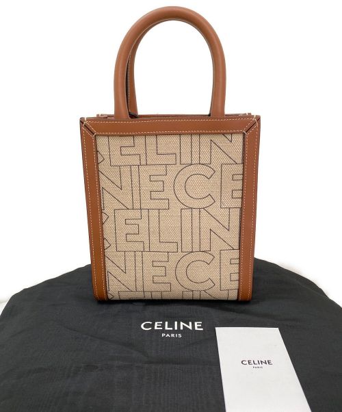 CELINE（セリーヌ）CELINE (セリーヌ) ミニバーティカルカバ ブラウン×ベージュ サイズ:ミニの古着・服飾アイテム