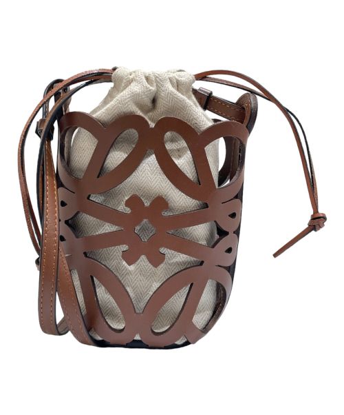 LOEWE（ロエベ）LOEWE (ロエベ) アナグラムカットアウトポケット ブラウン×ベージュの古着・服飾アイテム