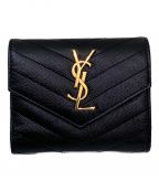 Saint Laurent Parisサンローランパリ）の古着「モノグラムコンパクトスリーフォールドウォレット」｜ブラック