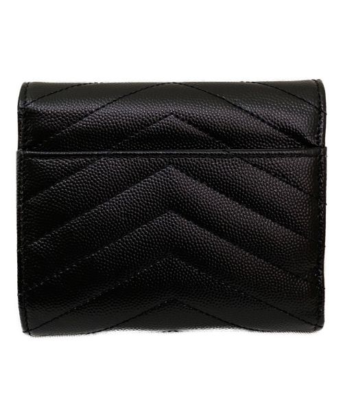 Saint Laurent Paris（サンローランパリ）Saint Laurent Paris (サンローランパリ) モノグラムコンパクトスリーフォールドウォレット ブラックの古着・服飾アイテム