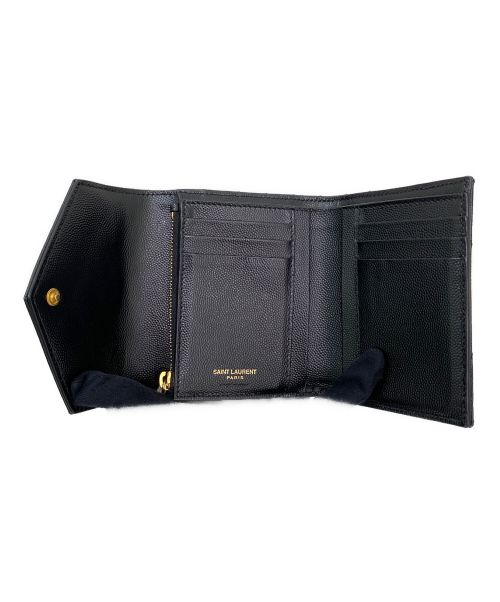 Saint Laurent Paris（サンローランパリ）Saint Laurent Paris (サンローランパリ) モノグラムコンパクトスリーフォールドウォレット ブラックの古着・服飾アイテム