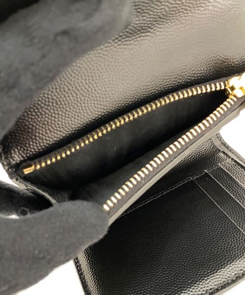 Saint Laurent Paris（サンローランパリ）Saint Laurent Paris (サンローランパリ) モノグラムコンパクトスリーフォールドウォレット ブラックの古着・服飾アイテム