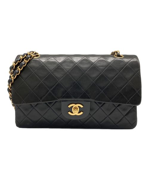 CHANEL（シャネル）CHANEL (シャネル) Wフラップチェーンショルダーバッグ ブラック サイズ:25の古着・服飾アイテム
