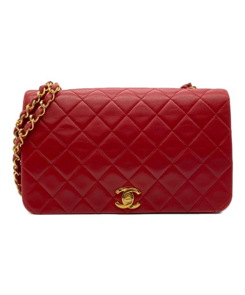 CHANEL（シャネル）CHANEL (シャネル) マトラッセ フルフラップチェーンショルダーバッグ レッド サイズ:23の古着・服飾アイテム