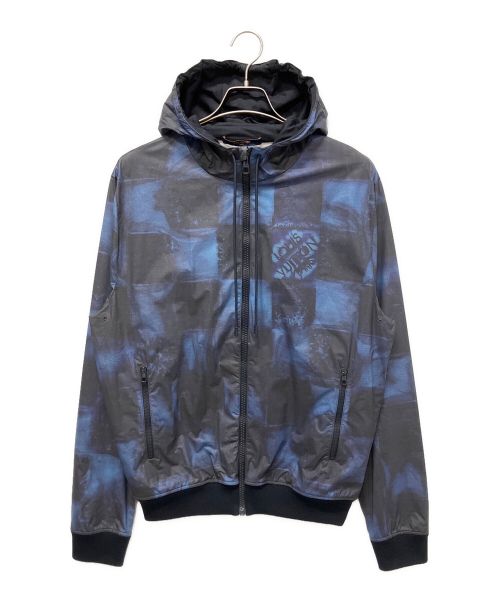 LOUIS VUITTON（ルイ ヴィトン）LOUIS VUITTON (ルイ ヴィトン) ダミエナイロンジップアップブルゾン ブラック×ブルー サイズ:Mの古着・服飾アイテム