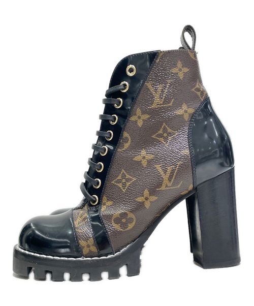 LOUIS VUITTON（ルイ ヴィトン）LOUIS VUITTON (ルイ ヴィトン) スタートレイルレインアンクルブーツ ブラウン×ブラック サイズ:37の古着・服飾アイテム