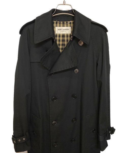 Saint Laurent Paris（サンローランパリ）Saint Laurent Paris (サンローランパリ) ダブルブレスト トレンチコート/エディ期/Archive ブラック サイズ:44の古着・服飾アイテム