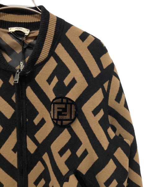 FENDI（フェンディ）FENDI (フェンディ) FFロゴニットジャケット ブラウン サイズ:44の古着・服飾アイテム