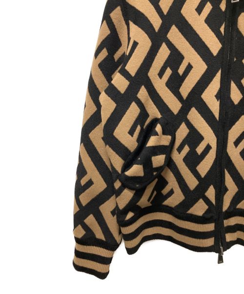 FENDI（フェンディ）FENDI (フェンディ) FFロゴニットジャケット ブラウン サイズ:44の古着・服飾アイテム