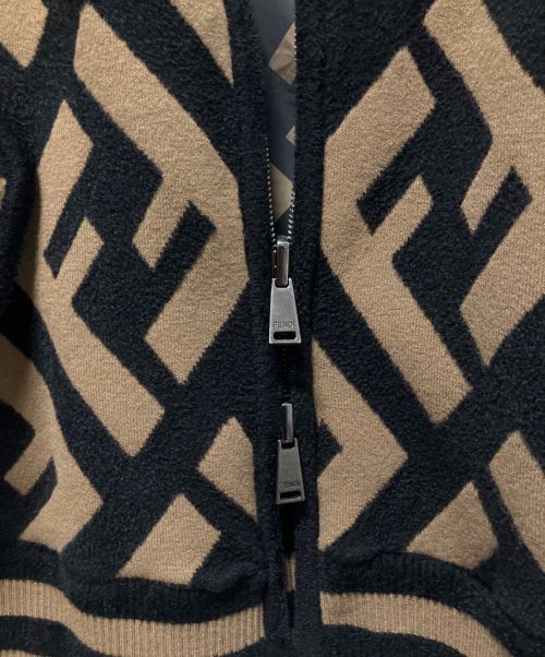 FENDI（フェンディ）FENDI (フェンディ) FFロゴニットジャケット ブラウン サイズ:44の古着・服飾アイテム