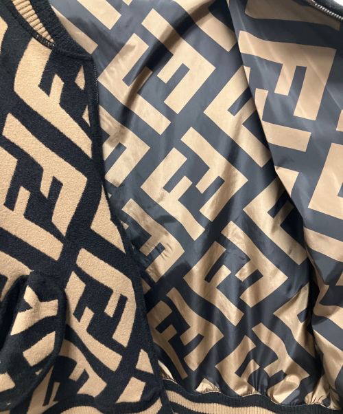 FENDI（フェンディ）FENDI (フェンディ) FFロゴニットジャケット ブラウン サイズ:44の古着・服飾アイテム