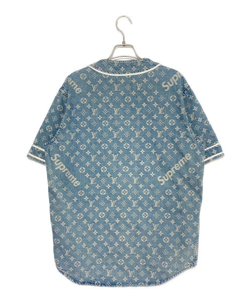 LOUIS VUITTON（ルイ ヴィトン）LOUIS VUITTON (ルイ ヴィトン) SUPREME (シュプリーム) Jacquard Denim Baseball Jersey インディゴ サイズ:Sの古着・服飾アイテム
