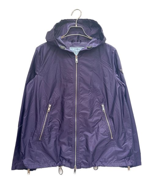 PRADA（プラダ）PRADA (プラダ) プレート ロゴ ナイロン ジップアップ パーカー パープル サイズ:40の古着・服飾アイテム