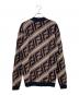 FENDI (フェンディ) ズッカ柄 FF ロゴ モックネック ニット プルオーバー ブラウン サイズ:48：45000円