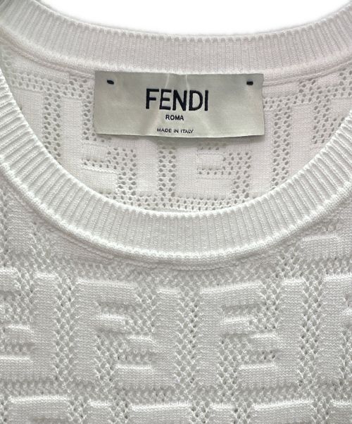 FENDI（フェンディ）FENDI (フェンディ) ズッカ柄 ノースリーブ ワンピース ホワイト サイズ:40の古着・服飾アイテム