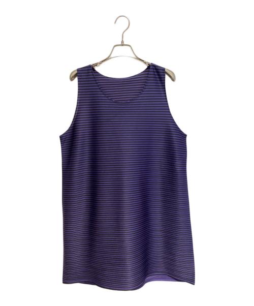 PLEATS PLEASE（プリーツプリーズ）PLEATS PLEASE (プリーツプリーズ) 総柄ボーダープリーツワンピース パープル サイズ:3の古着・服飾アイテム