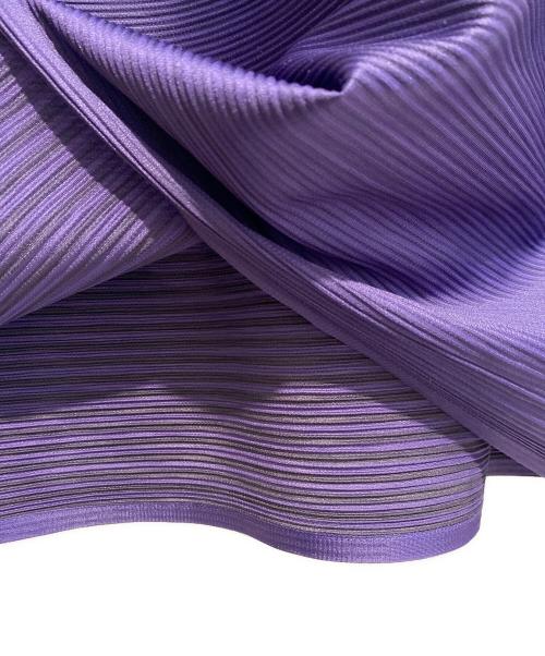 PLEATS PLEASE（プリーツプリーズ）PLEATS PLEASE (プリーツプリーズ) 総柄ボーダープリーツワンピース パープル サイズ:3の古着・服飾アイテム