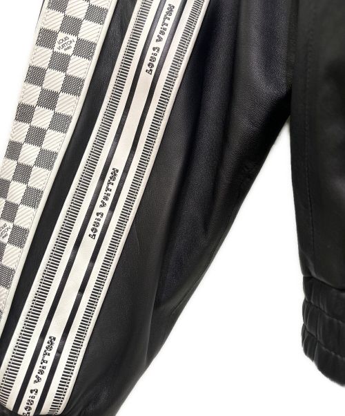 LOUIS VUITTON（ルイ ヴィトン）LOUIS VUITTON (ルイ ヴィトン) LVライン ロゴレザージャケット ブラック サイズ:Mの古着・服飾アイテム